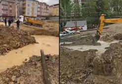 Sultangazi'de inşaat çalışmasında su borusu patladı