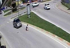 Otomobilin çarptığı yaya yaralandı; kaza kamerada