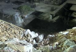 Sarıyer'de çöken yolun dolgu ve onarım çalışmaları gece boyunca sürdü