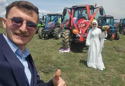 Traktör konvoylu düğün