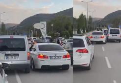 Düğün konvoyunda tehlikeli inatlaşma