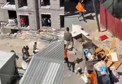 Gaziosmanpaşa'da inşaat işçilerinin taşlı sopalı kavgası kamerada