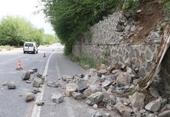 Diyarbakır’da yol kenarındaki istinat duvarında kısmi çökme