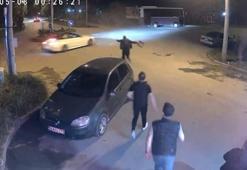 Drift yapan sürücünün otomobiline tabure fırlattı