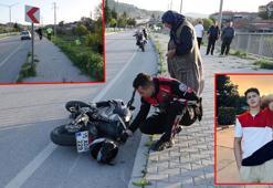 Trafik levhasına çarpan motosikletteki üniversite öğrencisinin bacağı koptu