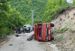 Artvin'de sondaj kamyonu devrildi; 1 ölü, 2 yaralı