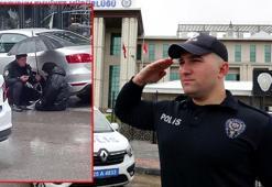 Yaralı öğrenciyi şemsiye ile yağmurdan korumaya çalışan polis: Görevimizi yaptık