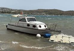 Bodrum'da fırtına; 10 tekne karaya oturdu