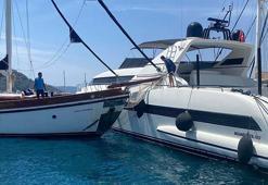 Fethiye'de guletin lüks motoryata çarptığı kaza kamerada