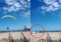 Giresun'da paramotorun denize düşme anı kamerada