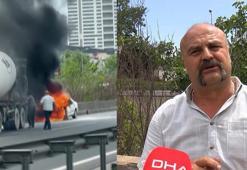 Basın Ekspreste alev alev yanan otomobilin sürücüsü: 'Kimsede yangın tüpü yok, olanlar da boş'