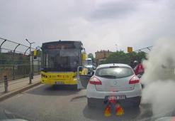 Ataşehir'de trafikte tartıştığı bıçaklı saldırgana yangın tüpüyle karşılık verdi; saldırgan yakalandı