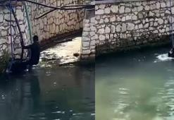 Polisi görünce atladığı derede boğulma tehlikesi yaşadı, hortumla kurtarıldı