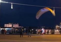 Emekli astsubay, gösteri yaptığı paramotorla tekneye çarptı; o anlar kamerada