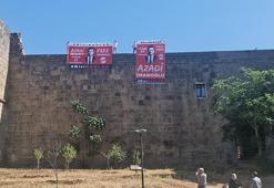 Diyarbakır'da surlara asılan 'İmamoğlu' pankartlarına polis el koydu