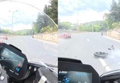 Yola akan su nedeniyle 3 motosikletin kazaya karışması kamerada; 3 yaralı