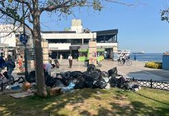 İzmir'de grevin 6'ncı gününde Konak'ta çöpler birikti