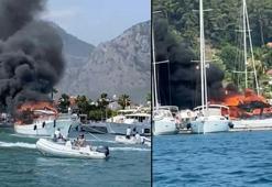 Fethiye'de marinada demirli motoryattaki yangın kontrol altında
