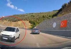 Otobanda otomobili ile ters yönde ilerledi; o anlar kamerada