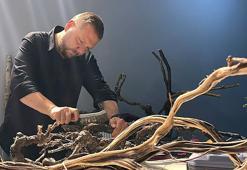 Kurumuş ağaç köklerini geri dönüşüme kazandırıp, dekorasyon malzemeleri yapıyor