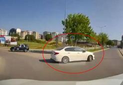 Yanlış yoldan otomobiliyle drift atarak döndü; o anlar kamerada