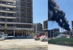 8 katlı inşaatın çatısı alev alev yandı