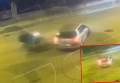 Edirne'de bekçilerin 'dur' ihtarına uymayan motosikletli, otomobille çarpıştı; kaza kamerada