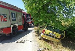 Ağaca çarpan otomobilin sürücüsünün tedavisi sürüyor, ölen eşi toprağa verildi
