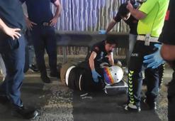 Beşiktaş'ta otomobile çarpan motosiklet sürücüsü yola savruldu