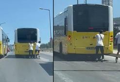Kartal'da patenli gençlerin tehlikeli yolculuğu kamerada