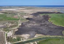 Kuş cenneti Göksu Deltası'nda yangında zarar gören alan havadan görüntülendi