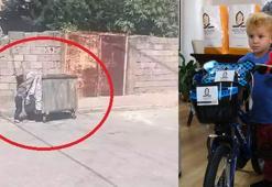 Yere atılan eski kilimi alıp çöp konteynerine bırakan kız çocuğuna belediyeden ödül