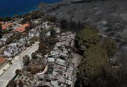 İzmir'deki orman yangınında yanan alanlar ve evler havadan görüntülendi