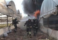 Mobilya fabrikası yangınında itfaiyeciler çöken duvarın altında kalmaktan son anda kurtuldu