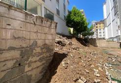 Samsun’da sitenin istinat duvarı çöktü