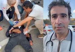Kazada yaralanan motosiklet sürücüsüne ilk müdahaleyi yoldan geçen doktor yaptı