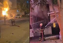 Düğün organizasyon malzemeleri satan iş yerindeki yangında havai fişekler patladı