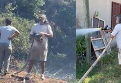 Oyuncu Kenan Çoban, Çanakkale'de çıkan yangına müdahale etti