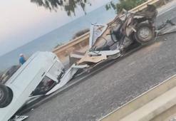 Bariyere çarpan otomobil ikiye bölündü: 1 ölü, 1 yaralı