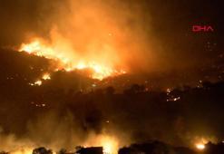Çanakkale'de orman yangını; gece görüntüleri