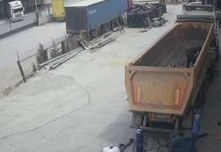 Damper kapağının başına çarptığı şoförün öldüğü olayın görüntüleri ortaya çıktı