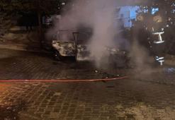 Nevşehir'de park halindeki otomobil yandı