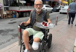 Bacağını kazada kaybeden kahvehaneci, siparişleri tekerlekli sandalye ile dağıtıyor