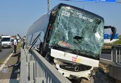 34 turistin bulunduğu otobüs faciaya ramak kala durdu
