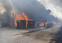 Antalya'da arazide çıkan yangın, mobilya fabrikasına sıçradı