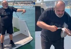 Saros'ta nadir görülen kırlangıç balığı oltaya takıldı