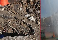 Kadıköy’de patlayan borudan fışkıran su 5 katlı bina yüksekliğine ulaştı