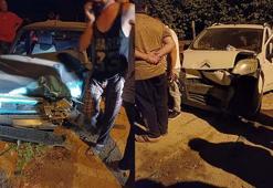 Jandarmadan kaçarken otomobille kaza yaptılar; 3 yaralı