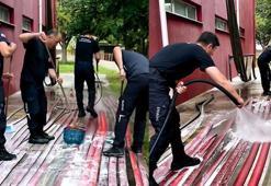 Bursa itfaiyesi ekipmanlarından yangının izlerini temizledi; o anlar kamerada