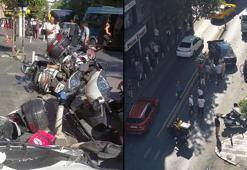 Kağıthane'de hatalı sollama kazası kamerada: 10 araç zarar gördü; ortalık savaş alanına döndü